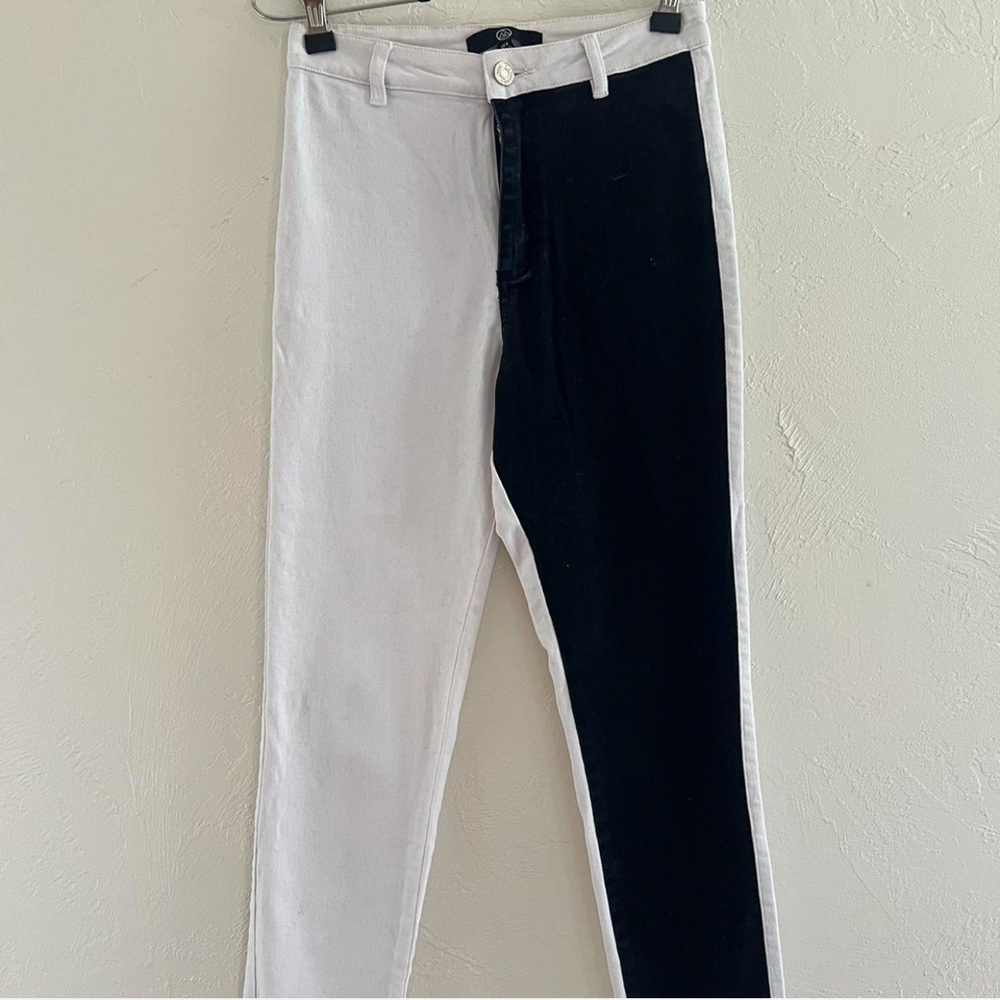 Misguided Black White Colorblock Slim Straight Jeans Womens Size 4